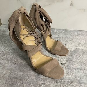 Marc Fisher Leather Heels Beige Strappy